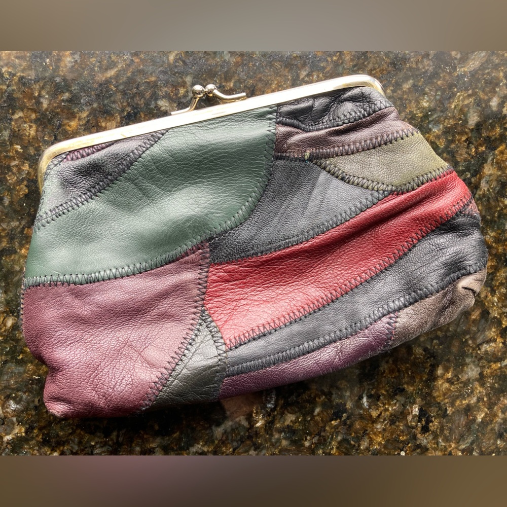 Vintage Patchwork Leather Clutch - image 1